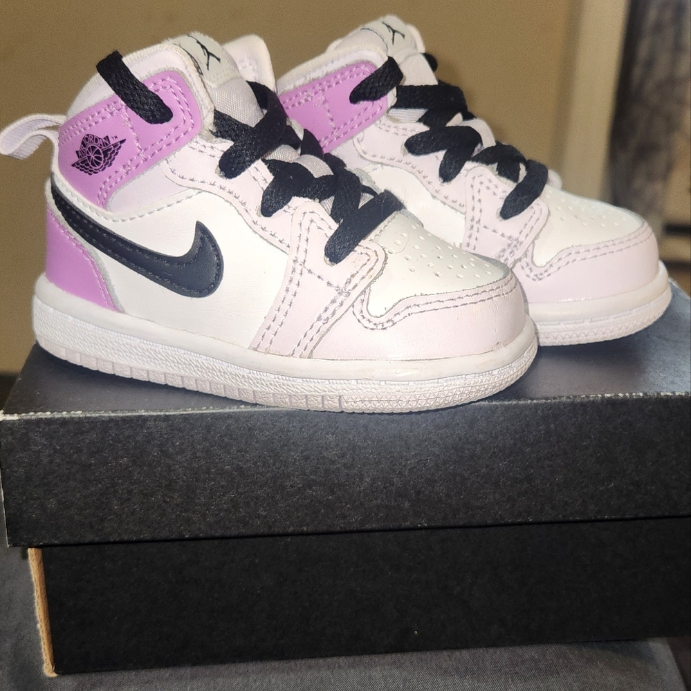 Jordan Kids White and Pink Sneakers